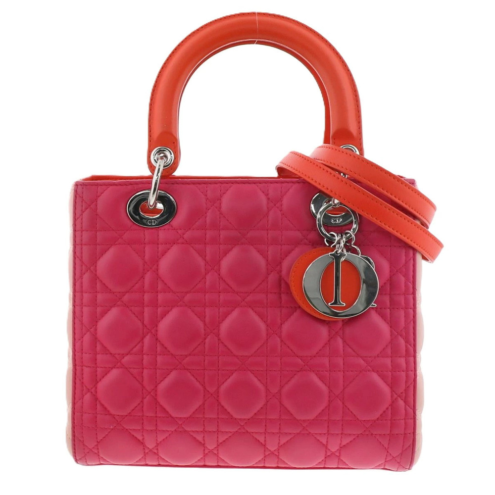Christian Dior Lady Cannage Bag Shoulder Lambskin Pink